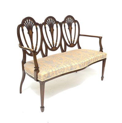 Lot 676 - An Edwardian mahogany and strung triple...