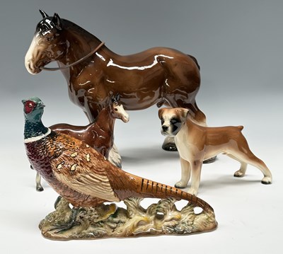 Lot 118 - Three Beswick animal figurines: Pheasant,...