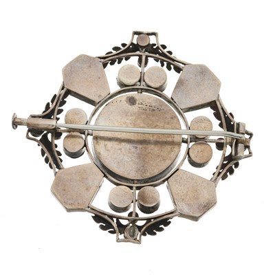 Lot 70 - An Arts & Crafts silver gem-set brooch, attributed to Sybil Dunlop