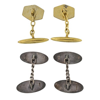 Lot 38 - A pair of Charles Horner silver enamel cufflinks, further cufflinks and button set