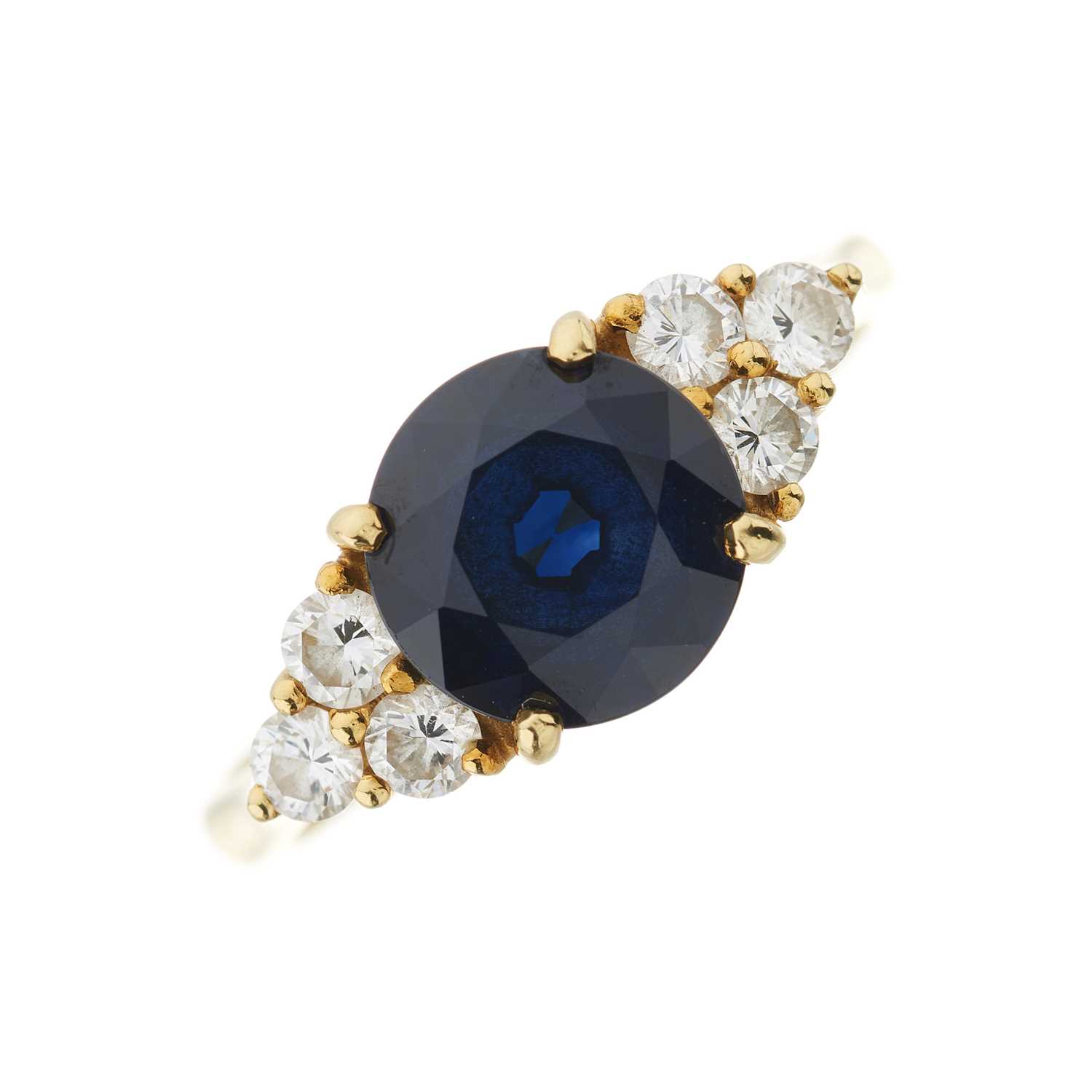 Lot 85 - A sapphire and brilliant-cut diamond dress ring