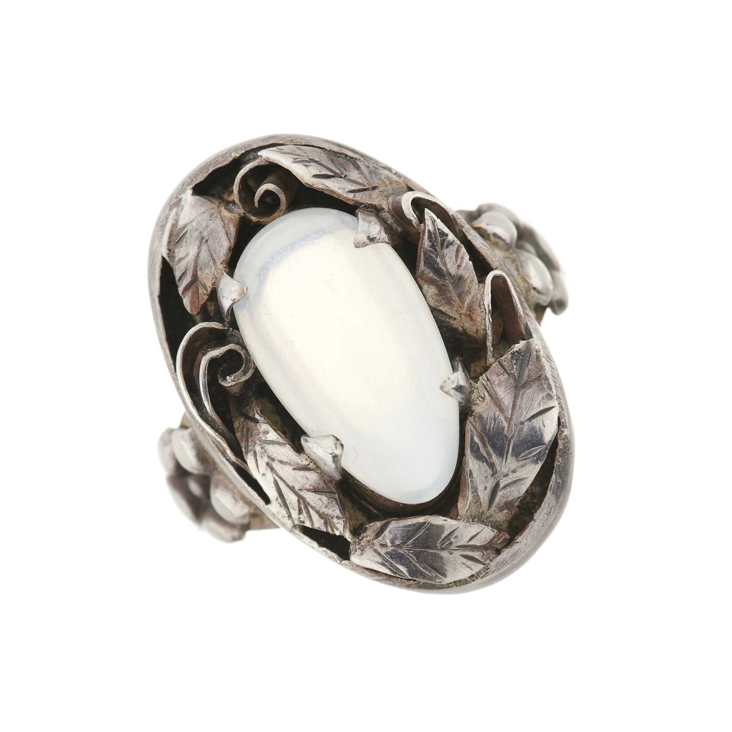 Lot 80 - Bernard Instone, an Arts & Crafts silver moonstone ring