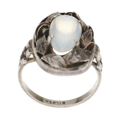 Lot 80 - Bernard Instone, an Arts & Crafts silver moonstone ring