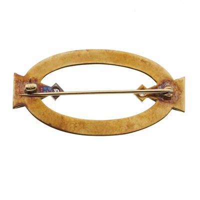 Lot 81 - An Art Deco green and black enamel and old-cut diamond brooch