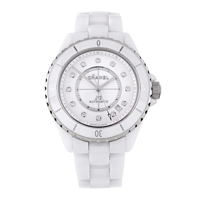 Lot 208 - Chanel, a ceramic and steel J12 12.1 bracelet watch