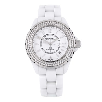 Lot 247 - Chanel, a ceramic and steel J12 bracelet watch