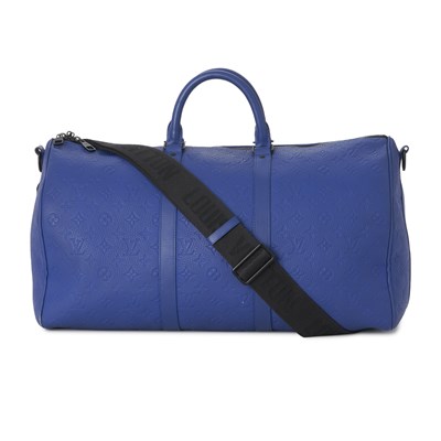 Lot 487 - Louis Vuitton, a Racing Blue Keepall Bandouliere 50 travel bag.