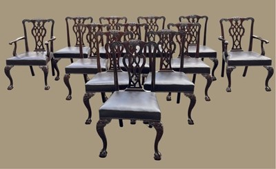 Lot 823 - A set of twelve mahogany dining chairs of...