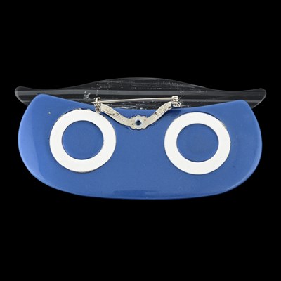 Lot 90 - Lea Stein, a celluloid owl head brooch, c. 1990