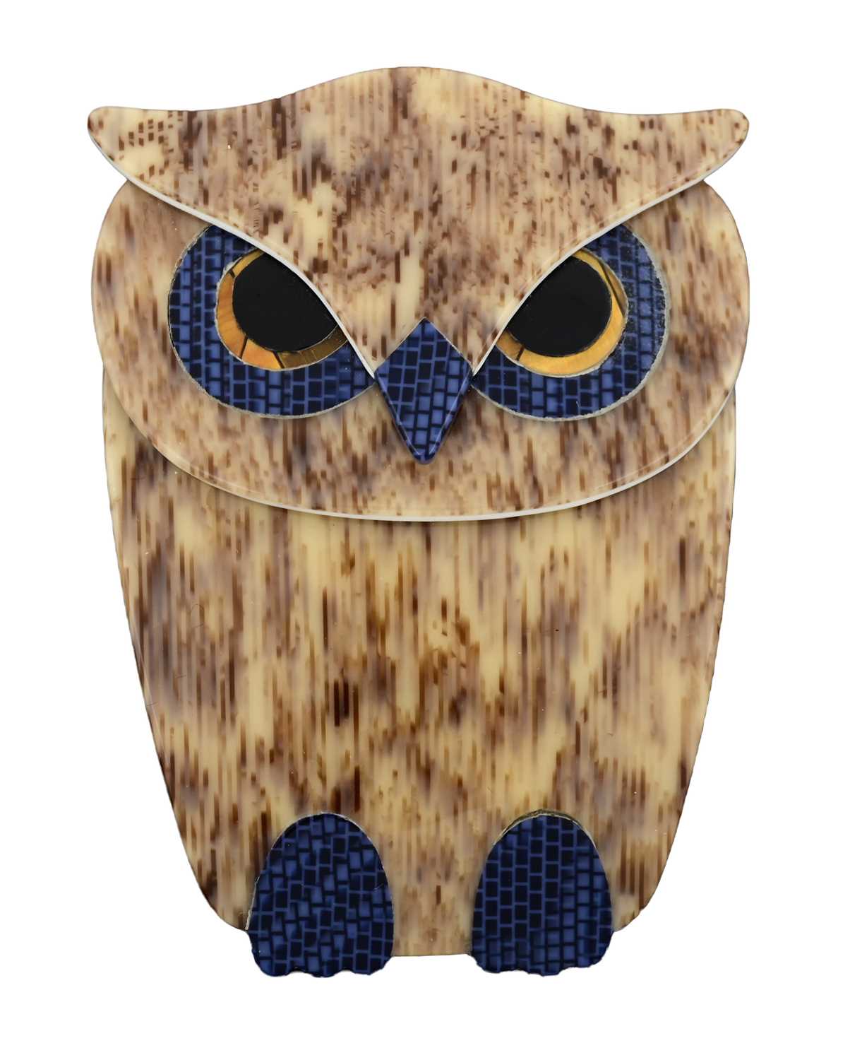 Lot 82 - Lea Stein, a celluloid owl brooch, c. 1990