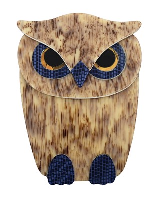 Lot 82 - Lea Stein, a celluloid owl brooch, c. 1990