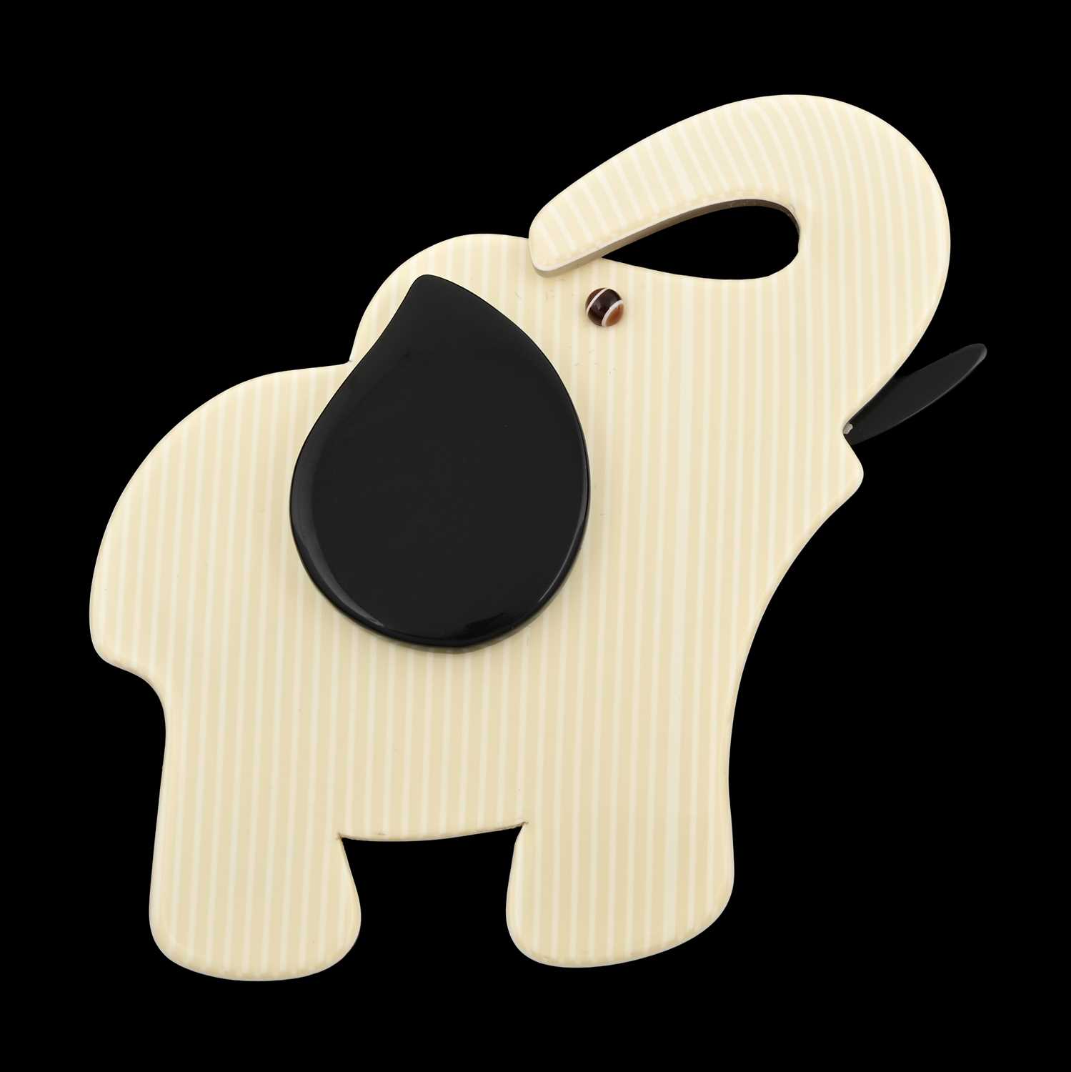 Lot 89 - Lea Stein, a celluloid elephant brooch, c. 1968-1980
