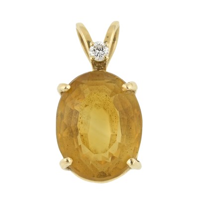 Lot 460 - A citrine and brilliant-cut diamond pendant