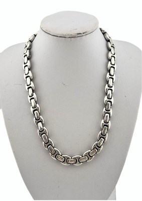 Lot 510 - A silver fancy-link chain necklace
