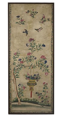 Lot 149 - A Chinese silk wall panel, Qing dynasty,...