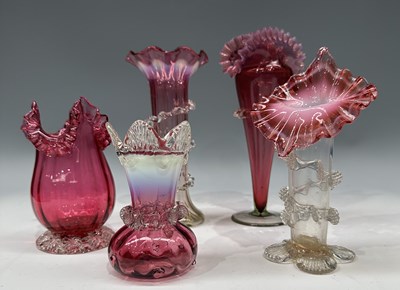 Lot 172 - Victorian cranberry and ruby vaseline glass...