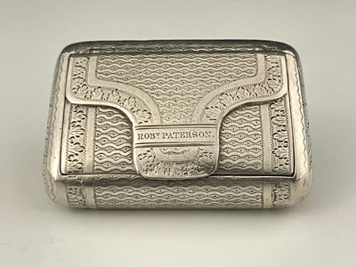 Lot 19 - George III novelty silver satchel form snuff...