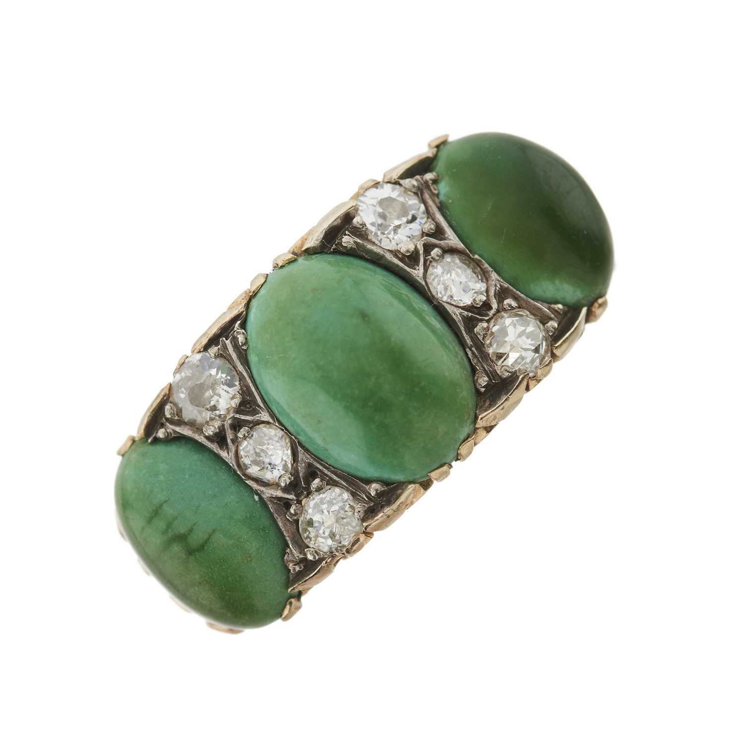 Lot 16 - A late Victorian 18ct gold turquoise and old-cut diamond ring