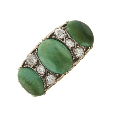 Lot 16 - A late Victorian 18ct gold turquoise and old-cut diamond ring