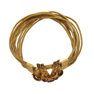 Lot 53 - A late Victorian gold garnet bracelet