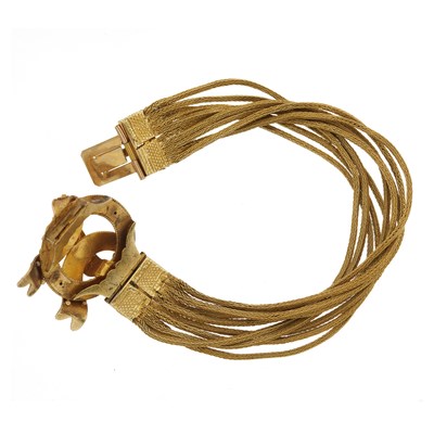 Lot 53 - A late Victorian gold garnet bracelet