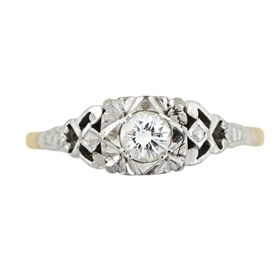 Lot 514 - A mid 20th century 18ct gold and platinum brilliant-cut diamond single stone ring