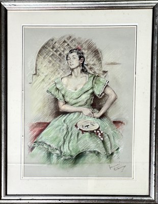 Lot 677 - Franco Matania, (Italian 1922-2006), seated...