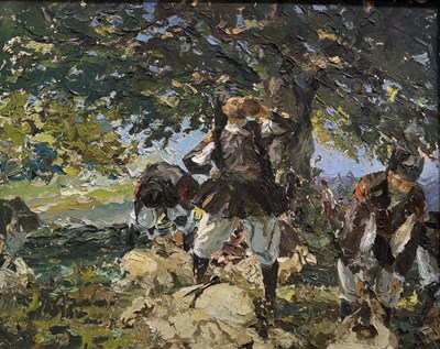 Lot 724 - Alfredo Scocchera (Italian, 1887-1954), olive...