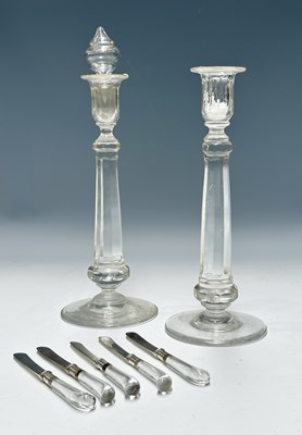 Lot 171 - A pair of hand blown, facet cut glass...