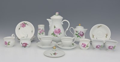 Lot 745 - Meissen, a rose painted part coffee service,...