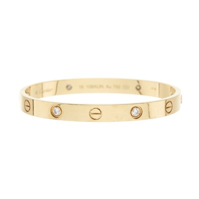 Lot 205 - Cartier, an 18ct gold brilliant-cut diamond Love bangle