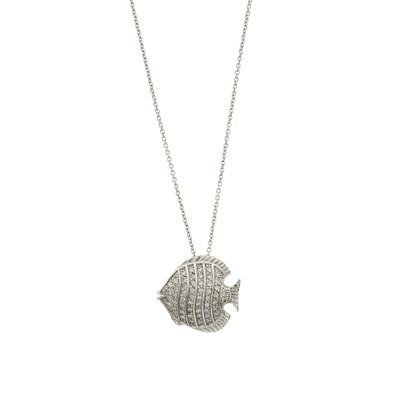 Lot 190 - Roberto Coin, a brilliant-cut diamond fish pendant and chain