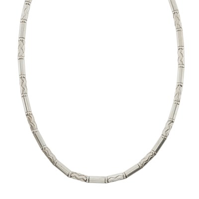Lot 500 - Tiffany & Co., a chevron-engraved cylinder link and bead necklace.