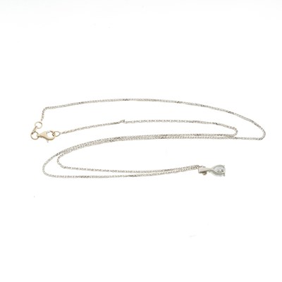Lot 62 - An 18ct gold pear-shape diamond single-stone pendant and chain