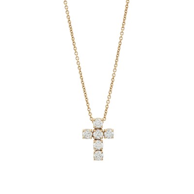 Lot 163 - A brilliant-cut diamond cross pendant and chain