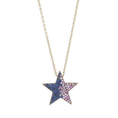Lot 231 - Selim Mouzannar, a multi-hue sapphire star pendant and chain