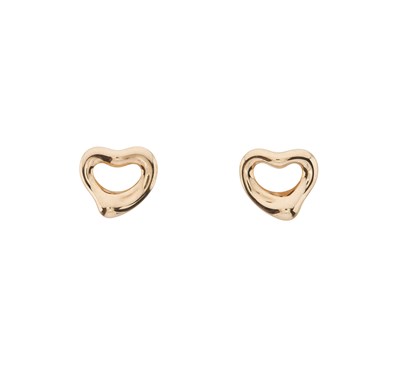 Lot 143 - Tiffany & Co., by Elsa Peretti, a pair of 18ct gold Open Heart stud earrings