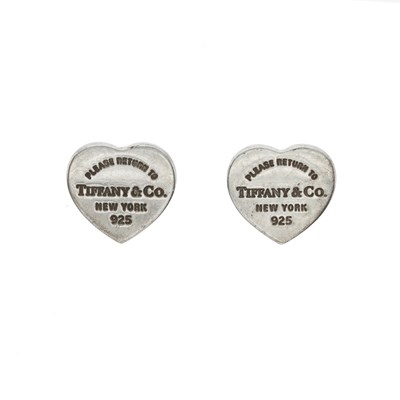 Lot 498 - Tiffany & Co., a pair of Return to Tiffany heart stud earrings.