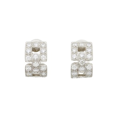 Lot 186 - Tiffany & Co., a pair of brilliant-cut diamond geometric half hoop earrings