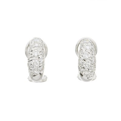 Lot 116 - A pair of brilliant-cut diamond half hoop earrings