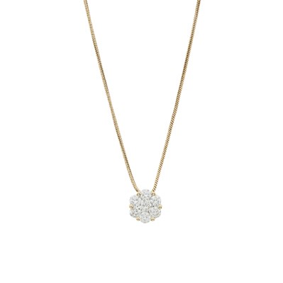 Lot 120 - A brilliant-cut diamond cluster slider pendant and chain