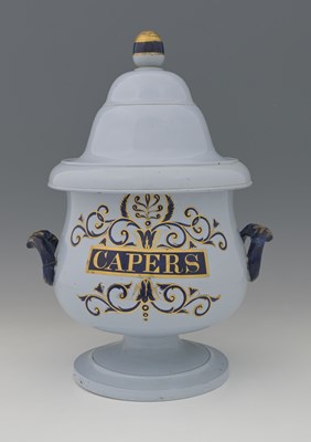 Lot 778 - A Staffordshire blue glazed pharmaceutical jar,...