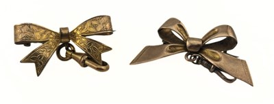 Lot 458 - Two early 20th century bow brooches