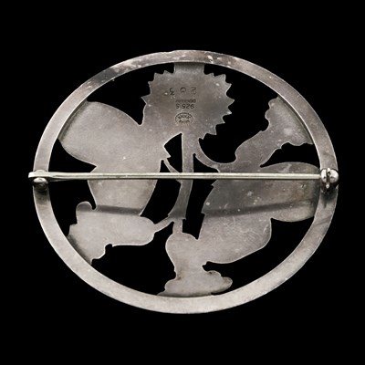 Lot 70 - Georg Jensen, by Arno Malinowski, a 1940s butterfly and floral circular brooch