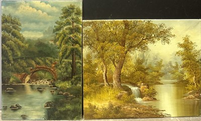 Lot 684 - Two mid-20th-century oil on canvas landscapes:...