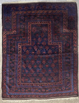 Lot 753 - A Baluch-type Timuri rug, stepped box...