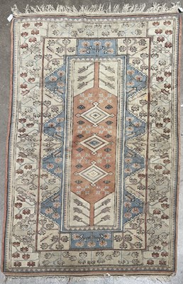 Lot 752 - A Turkish Milas-type wool rug, stepped...