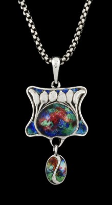 Lot 26 - Liberty & Co., by William Hair Haseler, an Arts & Crafts silver enamel pendant, with later chain