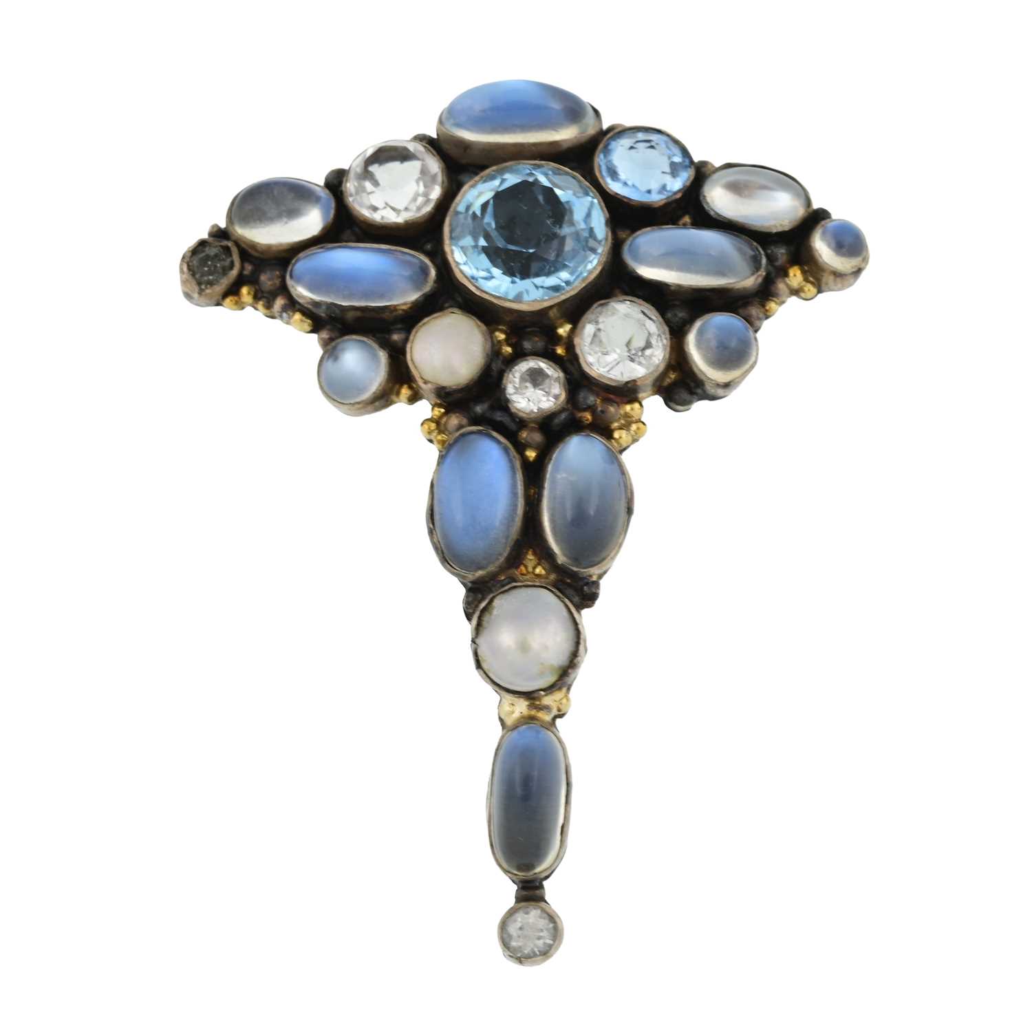Lot 7 - An Arts & Crafts moonstone and gem set clip