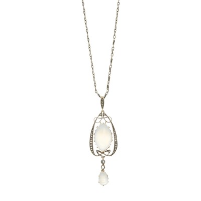 Lot 40 - Archibald Knox (attributed) for Liberty and Co., an Arts & Crafts moonstone & diamond pendant